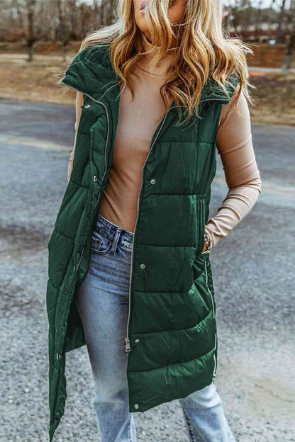 Paula - longline hooded sleeveless puffer vest