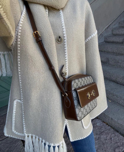 Women's coat with tassel scarf loose fit