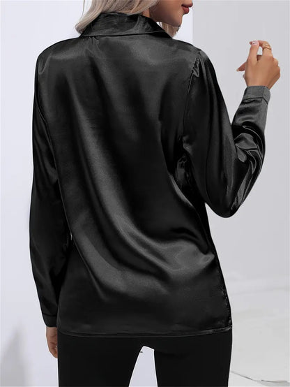 Women's button-down glossy shirt