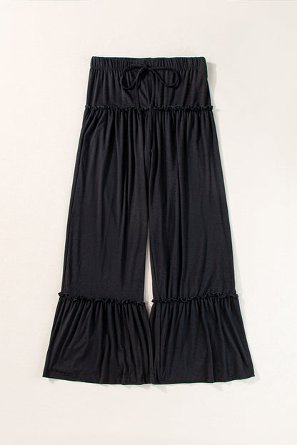 Elise - tied frill ruched bootcut pants
