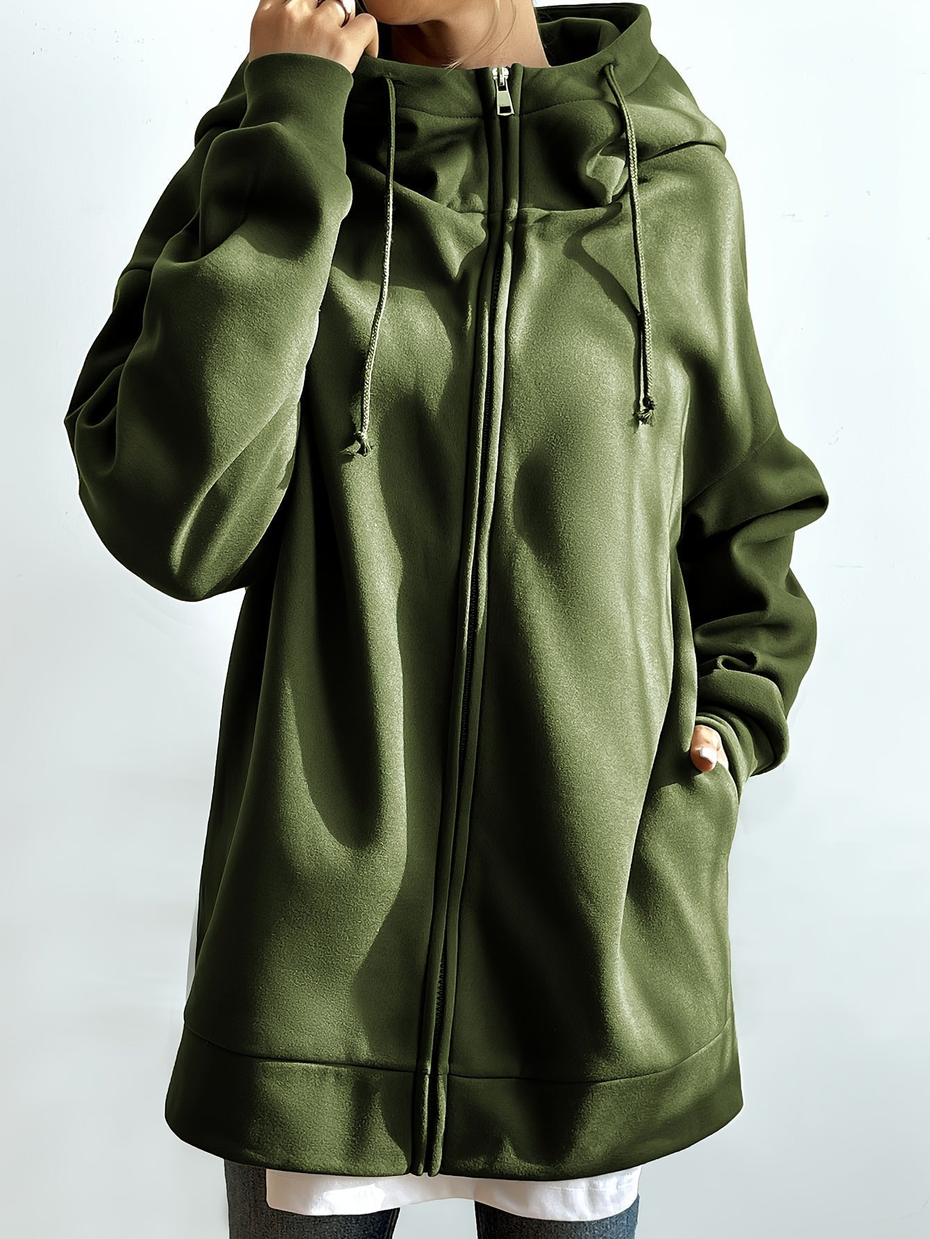 Women's casual sports parka hoodie with zip