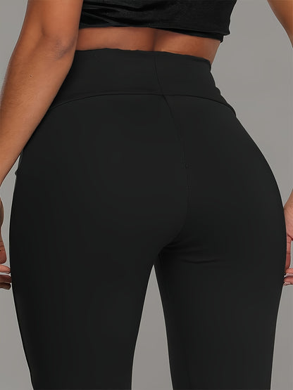 High-waist black button detail casual skinny pants for women