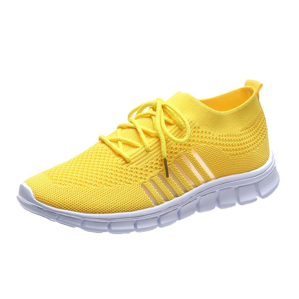 Women's Sneakers - Lightweight Breathable Knit - Slip-On Lace-Up - Cushioned Sole