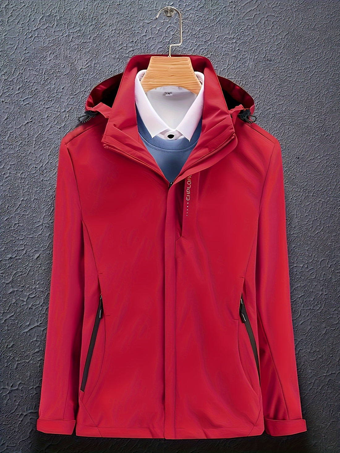 Hooded sports jacket with zipper placket and side pockets for women