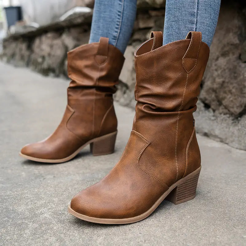 Women's rustic charm leather boots