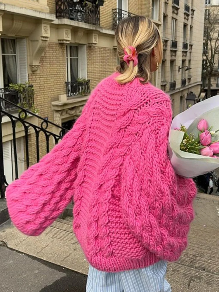Women’s high collar oversized cable knit sweater