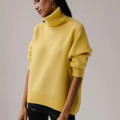 Women’s Pullover Sweater – Oversized Fit – Turtleneck – Wool Knit – Long Sleeve