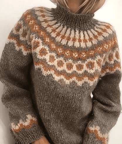 Women's winter half-neck pullover sweater