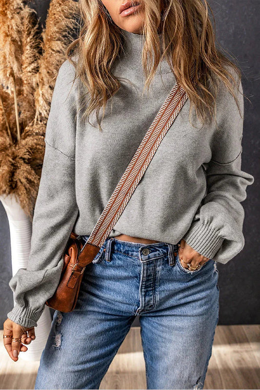 Drop Shoulder Turtleneck Sweater