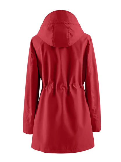 Women's  casual windproof plaid hooded trench coat