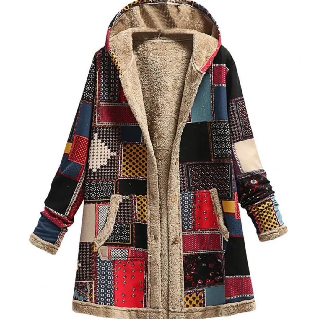 Stylish long coat with hood for women