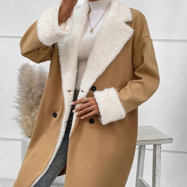 Women's winter casual coat with lapel collar