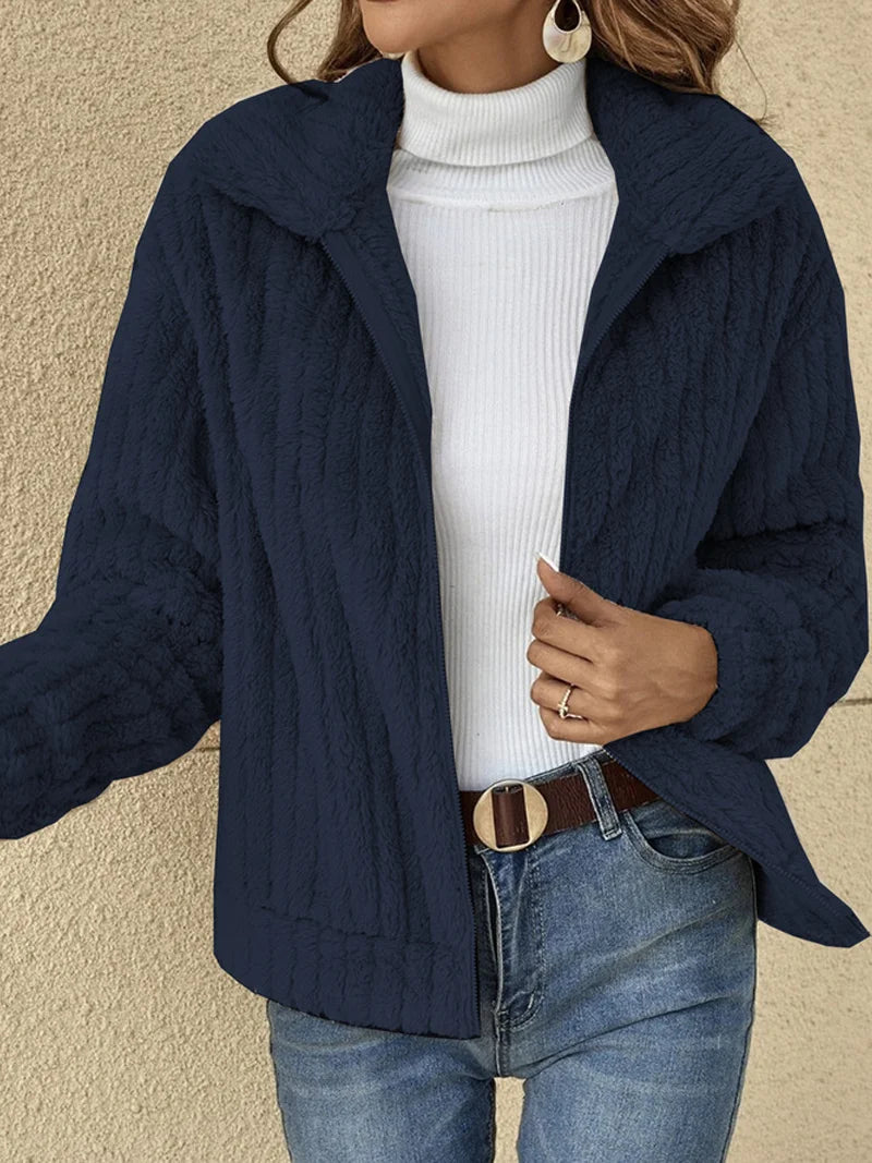 Soft Fleece Relaxed Fit Cropped Jacket 