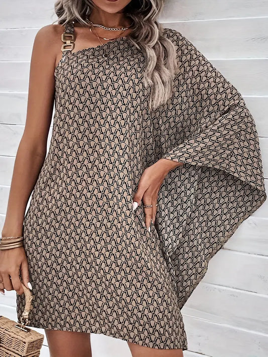 Relaxed Fit Draped One-Shoulder Dress