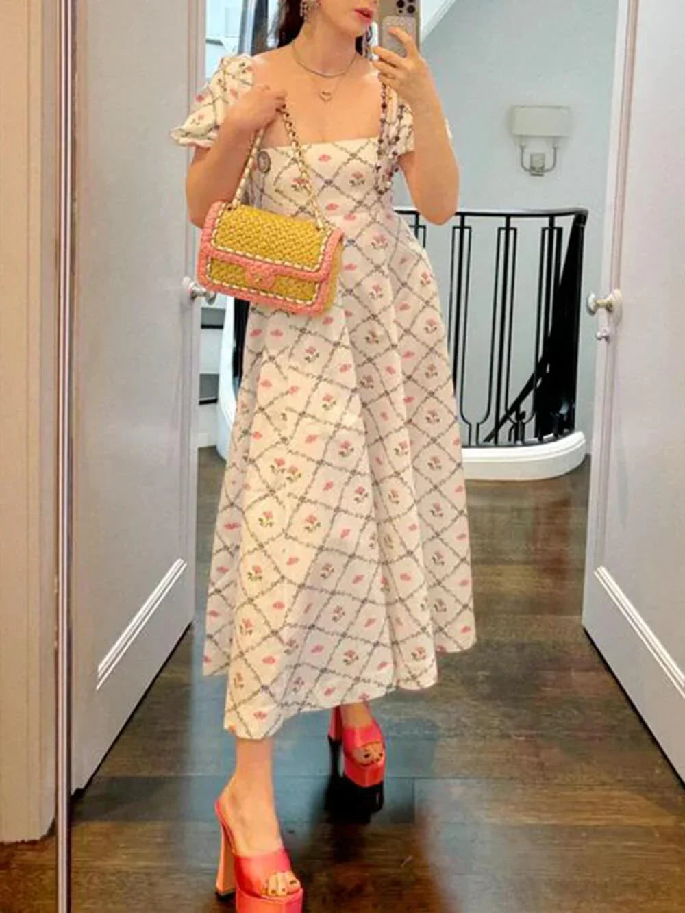 Women's modern dress with floral prints
