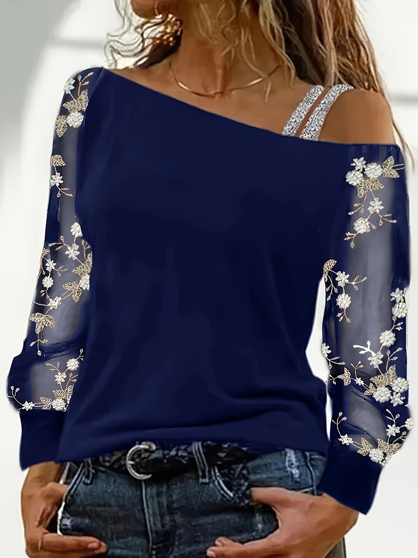 Elegant off-shoulder long-sleeved top for women