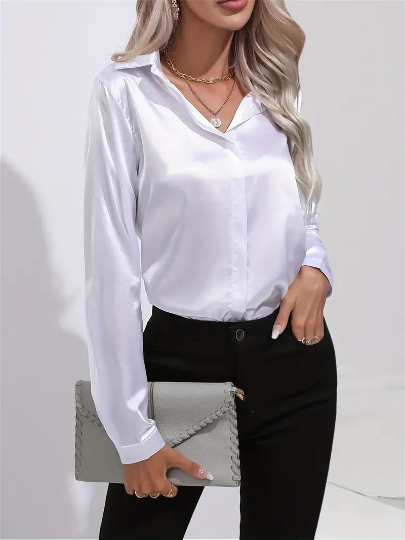 Women's button-down glossy shirt