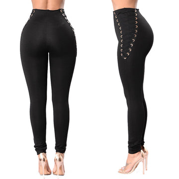 Runnette - wide waistband lace-up leggings