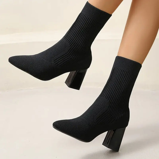 Knit Sock Style Ankle Comfort Boots