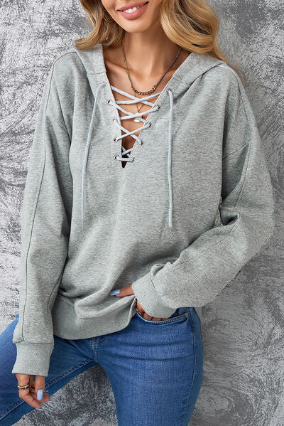 Vivien - lace-up dropped shoulder hoodie