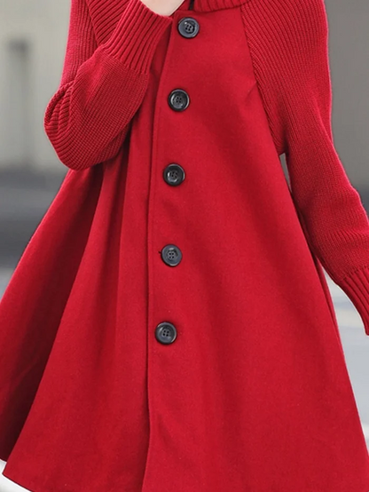 Women's mid-length high-neck button-down loose trench coat