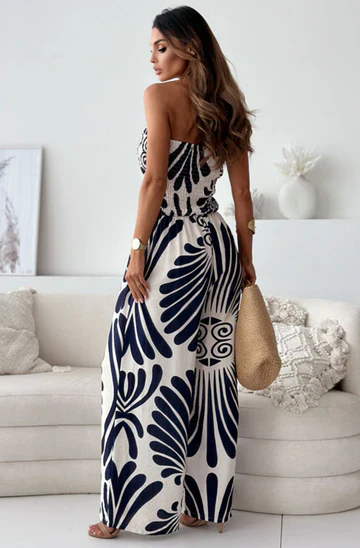 Women's Strapless Jumpsuit - Wide Leg - Fitted Bodice - Lightweight Breathable Fabric
