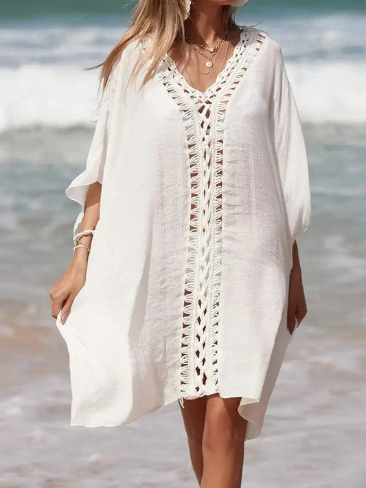 Lace Trim Relaxed Fit Kimono Cover-Upnull