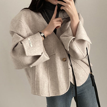 Women's vintage chic v-neck loose jacket