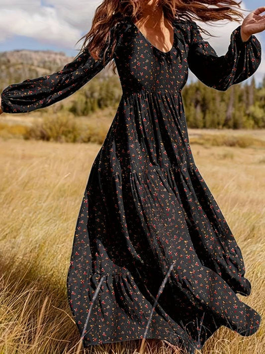Flowy Floral Print Maxi Dress