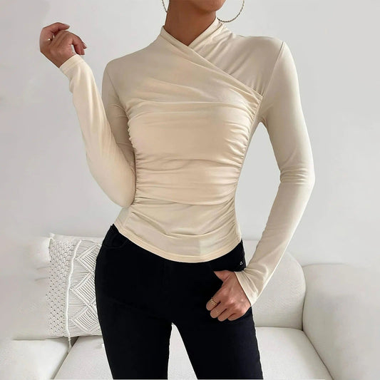 Draped Front Fitted Wrap Top