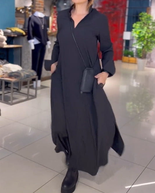 Loose-Fit Side Slit Long Dress