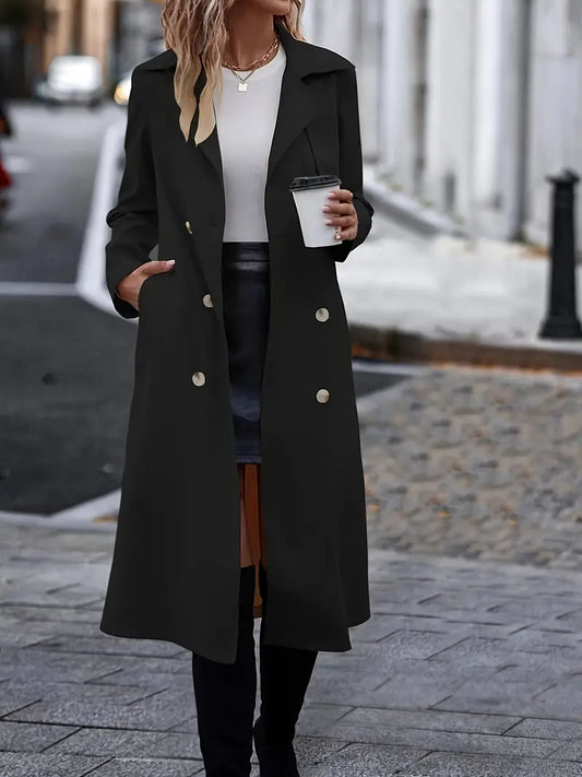 Black Belted Lapel Trench Coat
