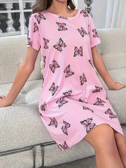 Women's Nightdress - Soft Cotton Blend - Short Sleeve - Relaxed Fit Sleepwear