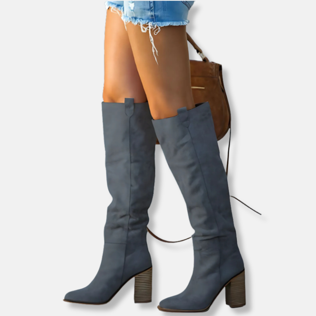 Suede-Like Pointed Toe Knee-High Boots