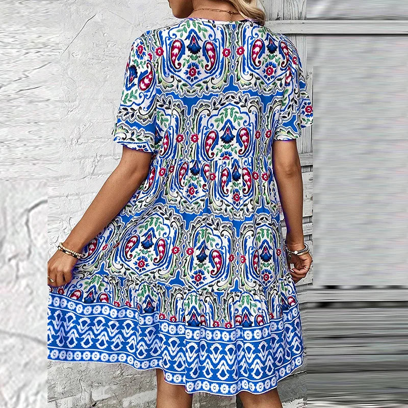 Flowy Lightweight V-Neck Bohemian Dress