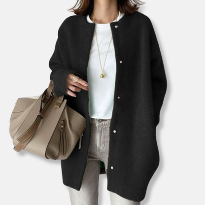 Isla Wool Button Front Cardigan | Relaxed Fit Mid-Thigh Cardigan