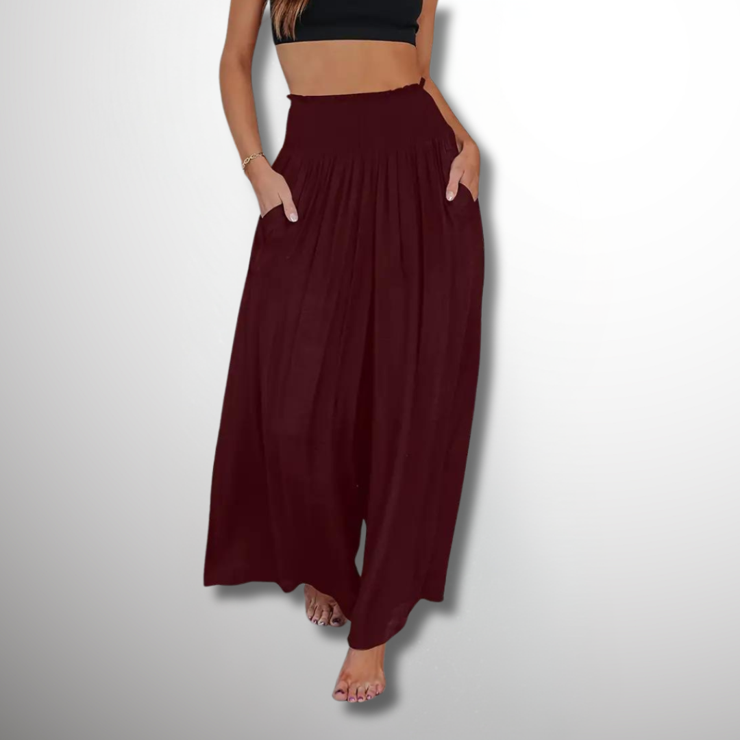 Women's casual loose trousers with elastic waistband
