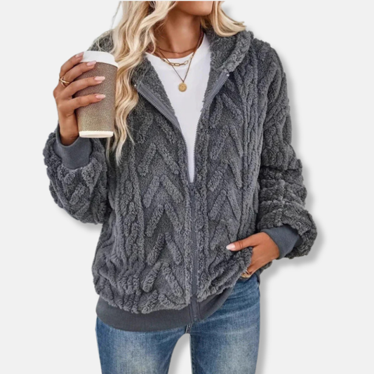 Plush Knit Oversized Hooded Jacket