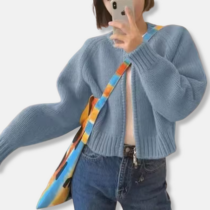 Women’s Cardigan – Wool Knit – Relaxed Fit – Long Sleeve Open Front