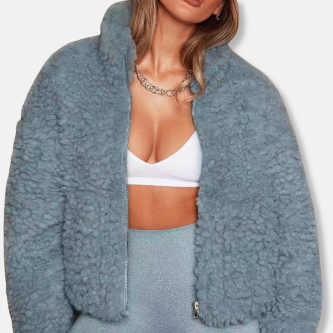 Isla Relaxed Fit Zip-Up Jacket | Stand Collar Hip-Length Jacket