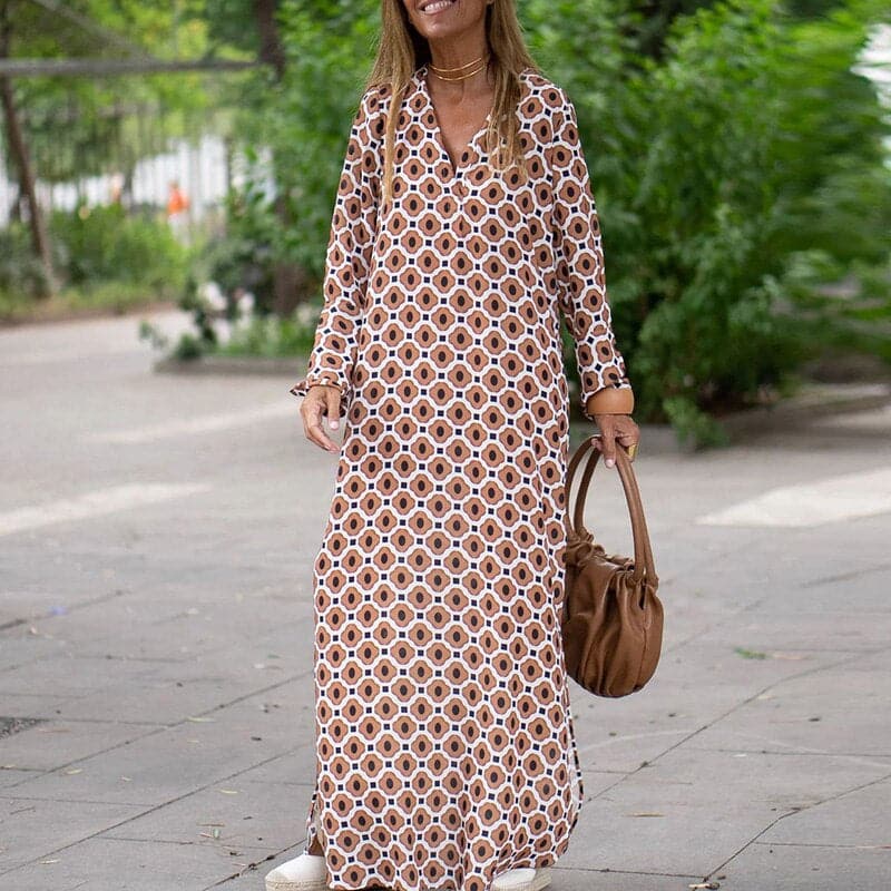 Flowing V-Neck Breathable Maxi Dressnull
