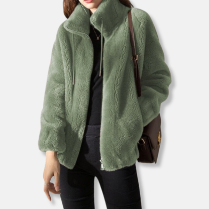 Sienna Relaxed Fit Jacket | Stand Collar Zipper Front Jacket