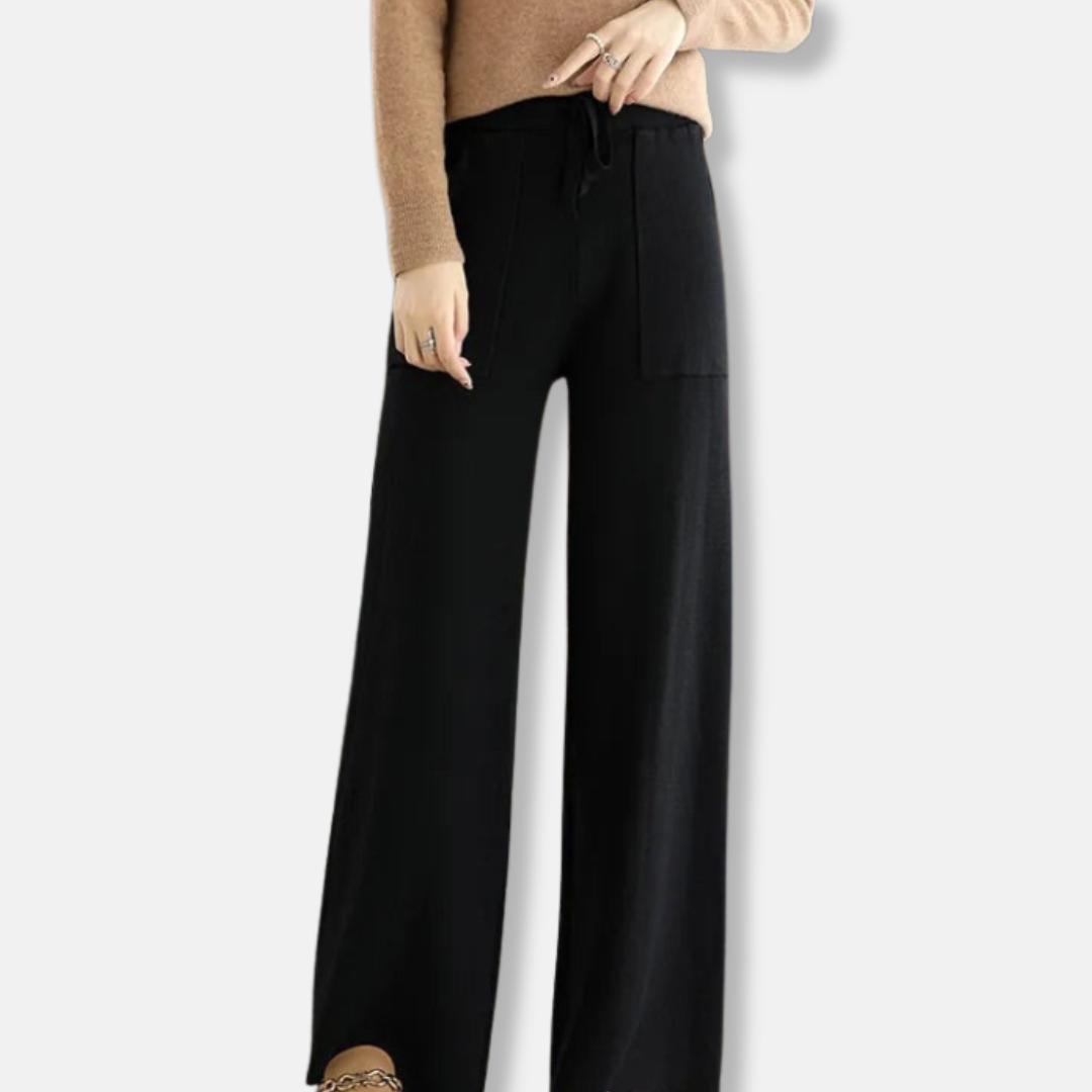 Isla Relaxed Fit Wide Leg Pants | Drawstring Waist Patch Pockets Pants