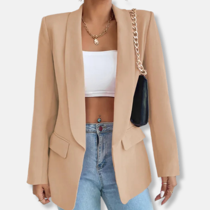 Isla Longline Blazer | Notch Lapel Flap Pockets Blazer