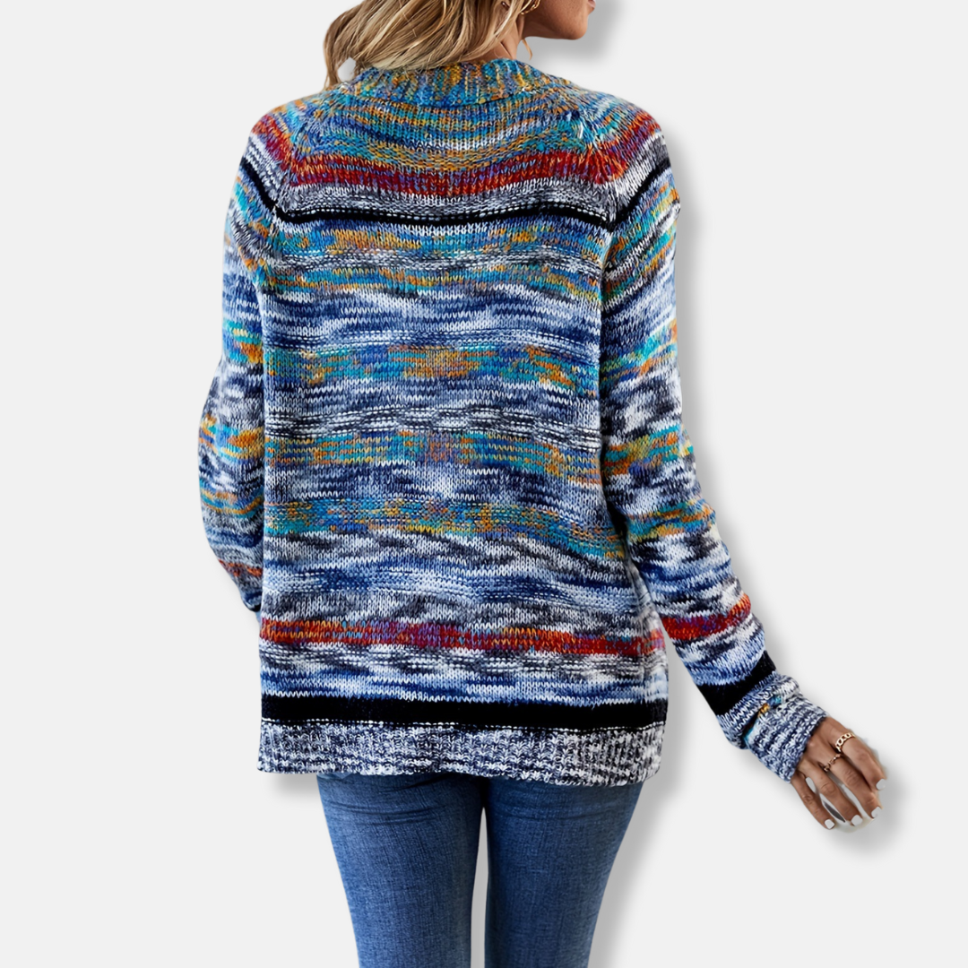 Striped Long Sleeve Colorful Cardigan