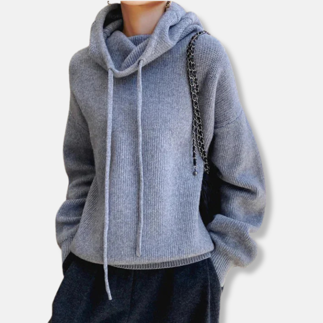 Plush Knit Oversized Cowl Neck Sweatshirt 