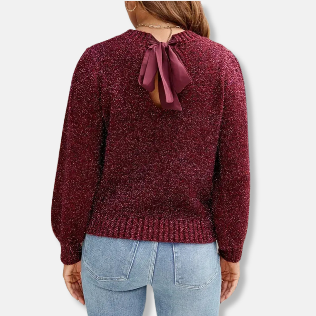 Women’s Sweatshirt – Relaxed Fit – Plush Knit – Puff Sleeves – Crew Neck Casual Style