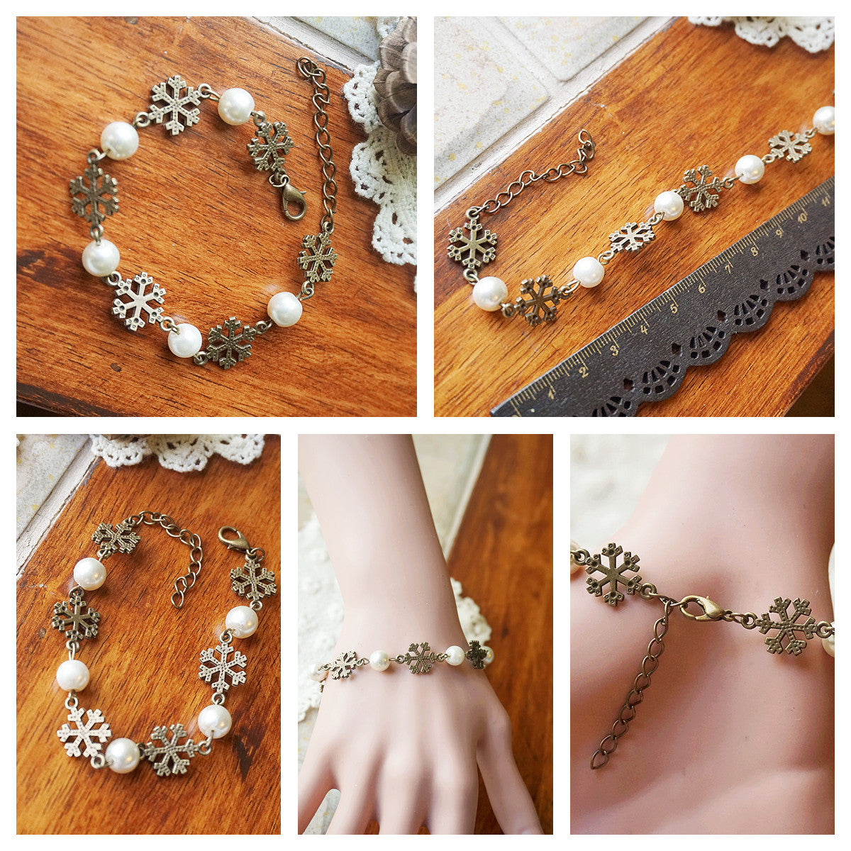 Vintage woodland charm bracelet with squirrel and nature charms