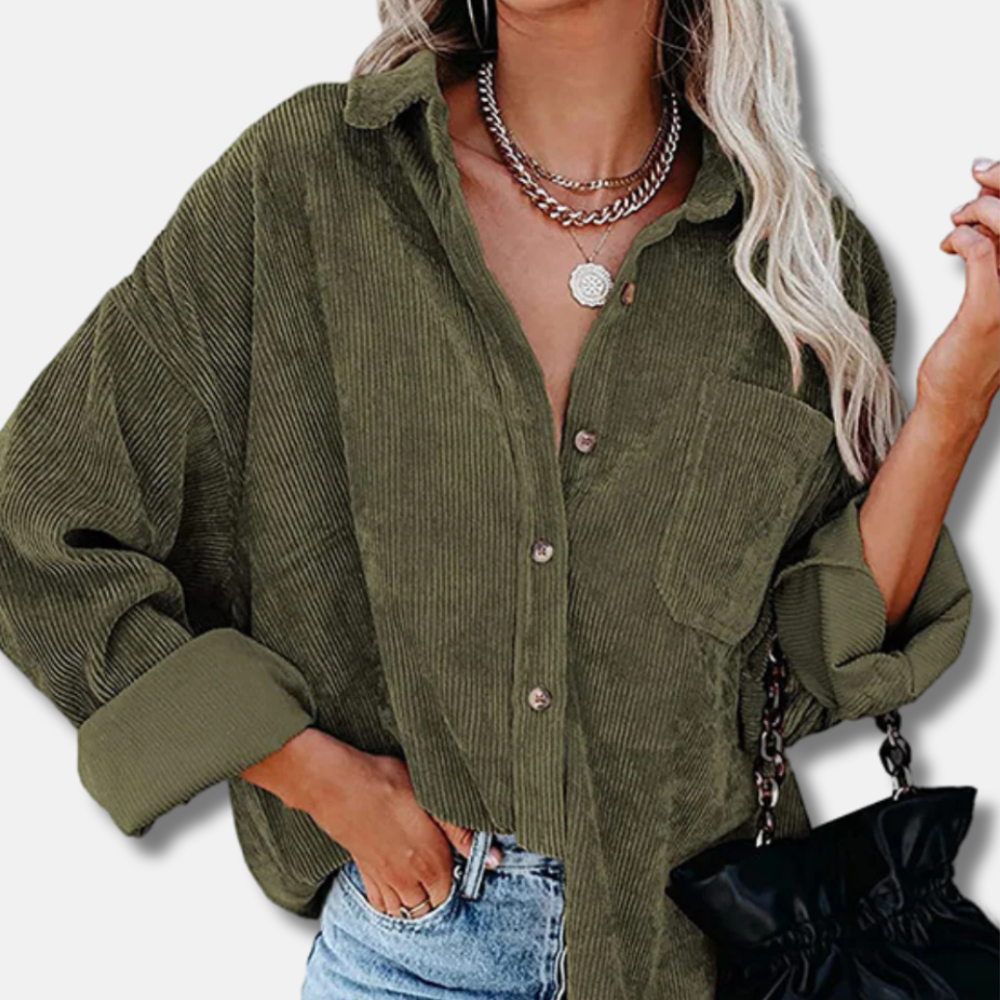 Oversized Fit Corduroy Button-Up Shirt