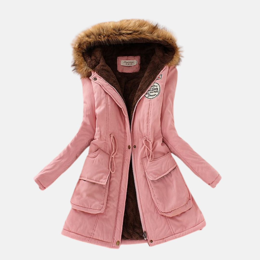 Women’s Parka Jacket – Water Resistant – Faux Fur Hood – Drawstring Waist